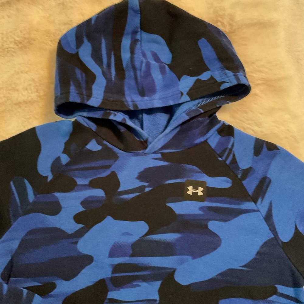 UNDER ARMOUR• Boys Blue & Black Camo Hoodie•XL - Picture 5 of 12